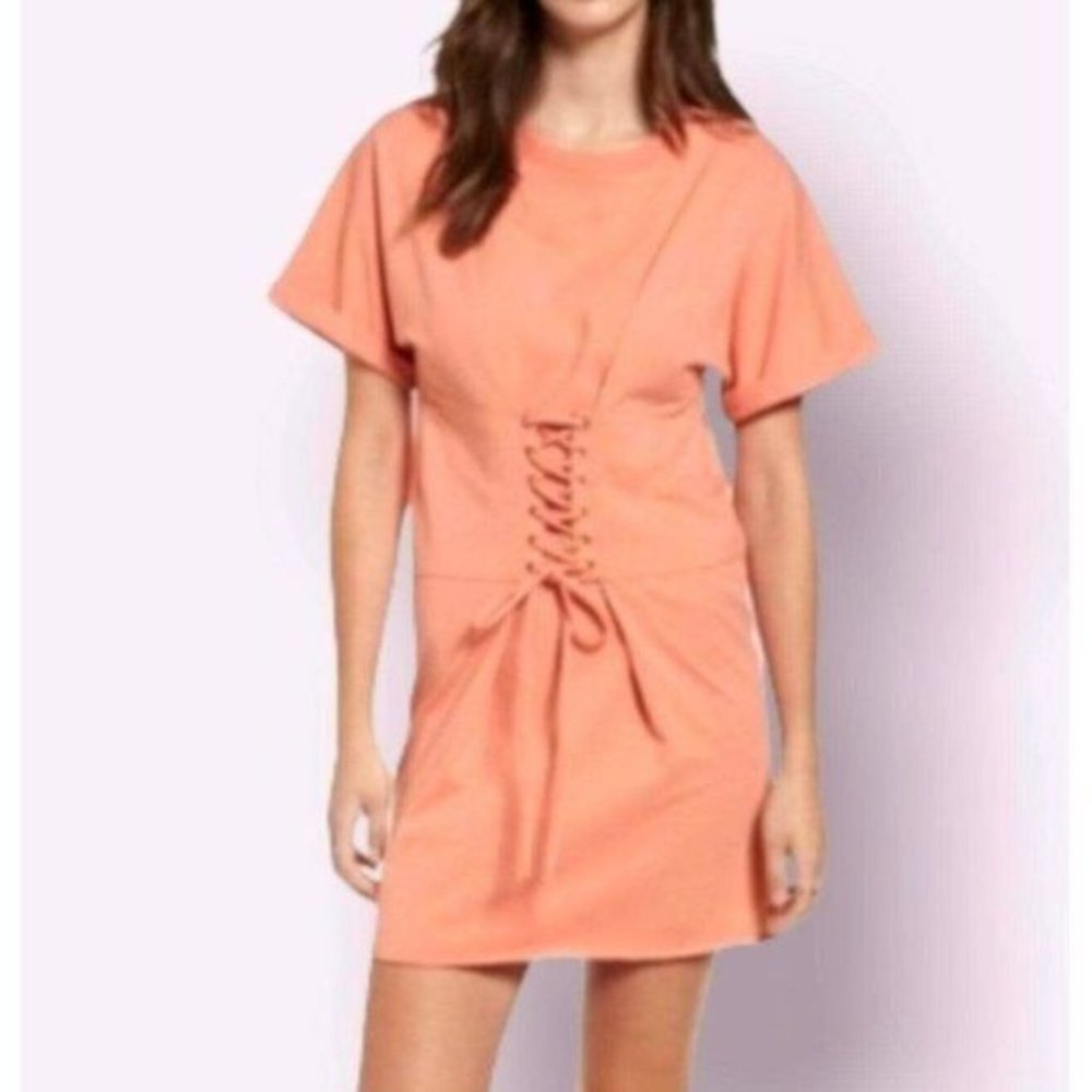NWT Small Ladies bp T-Shirt Corset Dress  Stretch Coral Cotton Adjustable Waist